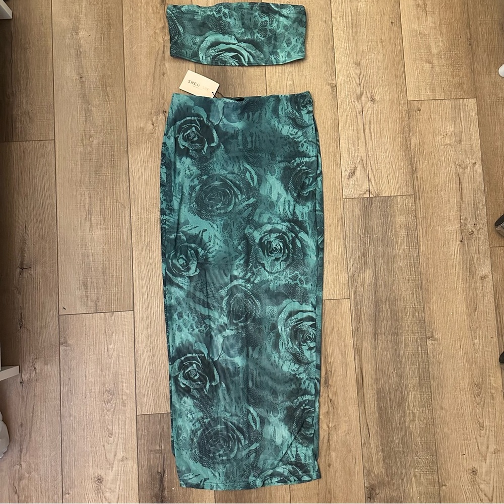 SHEIN Bae tube top and skirt